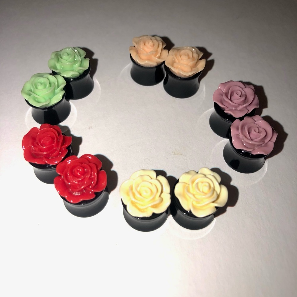 Five pair of flower gauges or earplugs, half inch or 12 mm